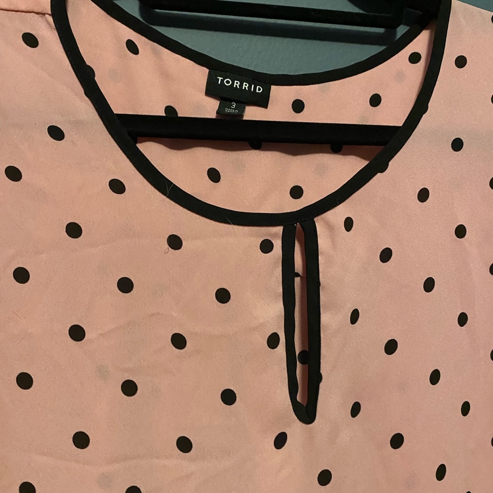 Torrid Blush Top with Black Dots